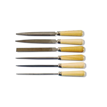 Grobet File 6-Piece Utility File Set w/Handles - 4" 32.510